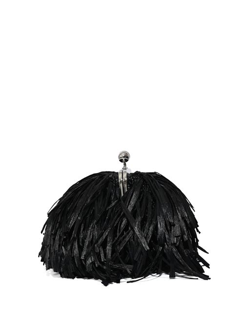 Borsa Pasticcino WKAQUIETE in rafia con frange Nero WEEKEND MAX MARA | 2615511035600003